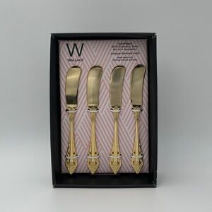 Wallace Antique Baroque Gold Plated 18/10 Stainless Steel Butter Spreaders Set/4